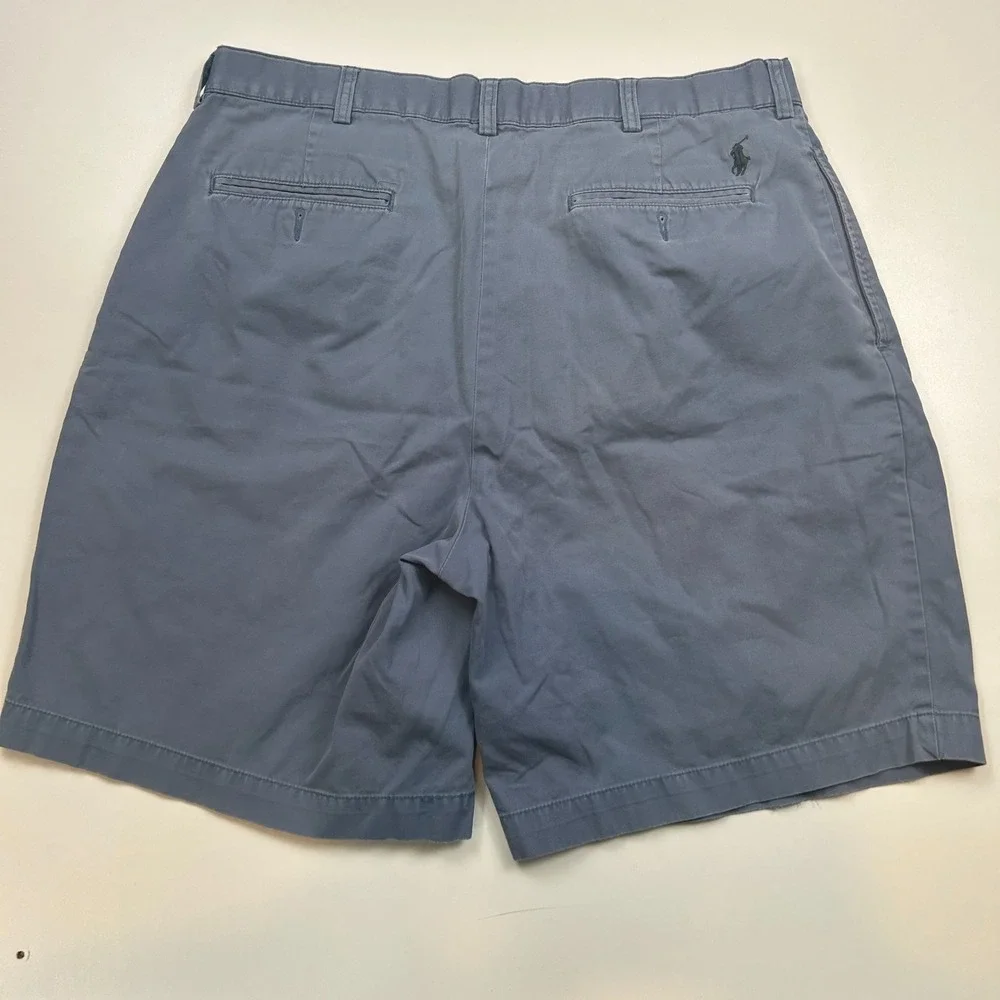 Polo Ralph Lauren Mens 36 Pleated Chino Shorts Slate Blue Vintage Cotton